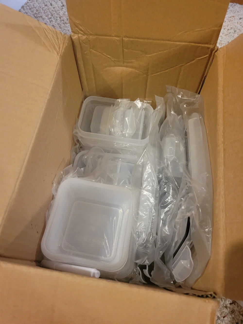 Clear Plastic Food Storage Containers with Black-Trim Lids - Set of 12